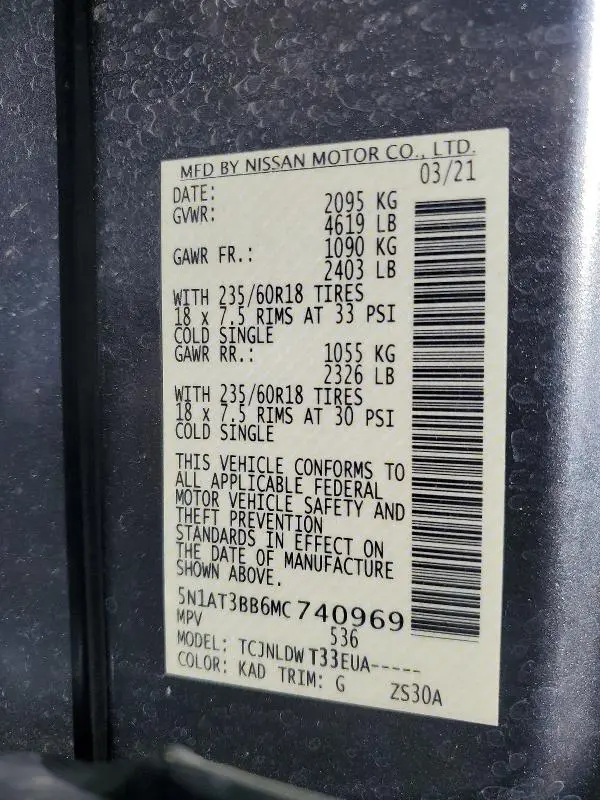2021 NISSAN ROGUE SV  