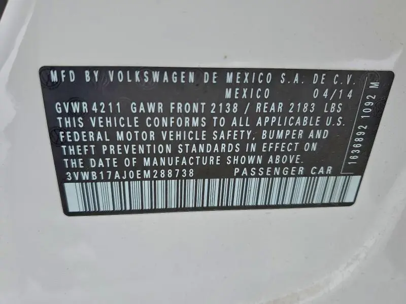 2014 VOLKSWAGEN JETTA SE  