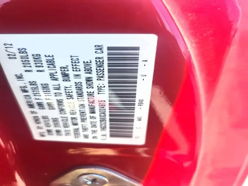 2012 HONDA ACCORD EXL  