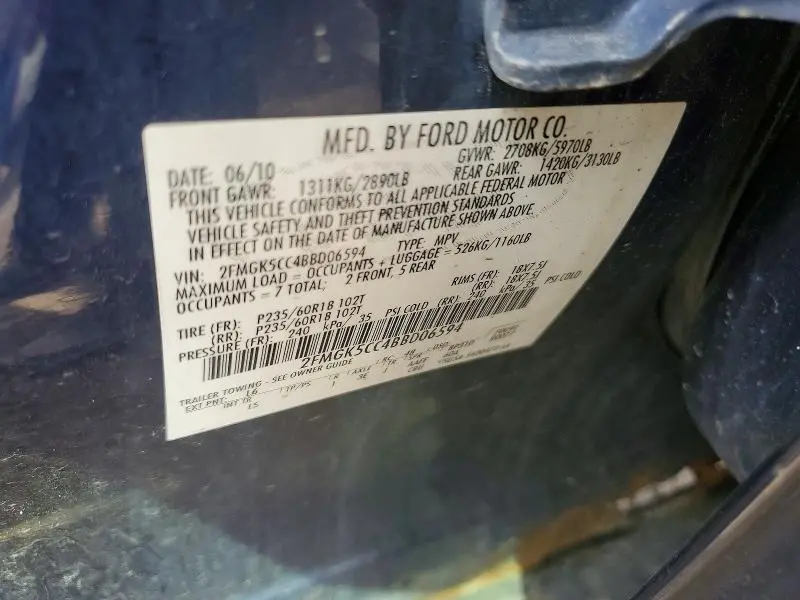 2011 FORD FLEX SEL  