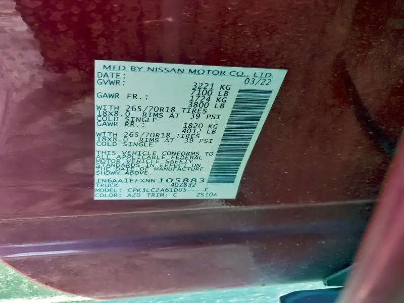 2022 NISSAN TITAN SV  