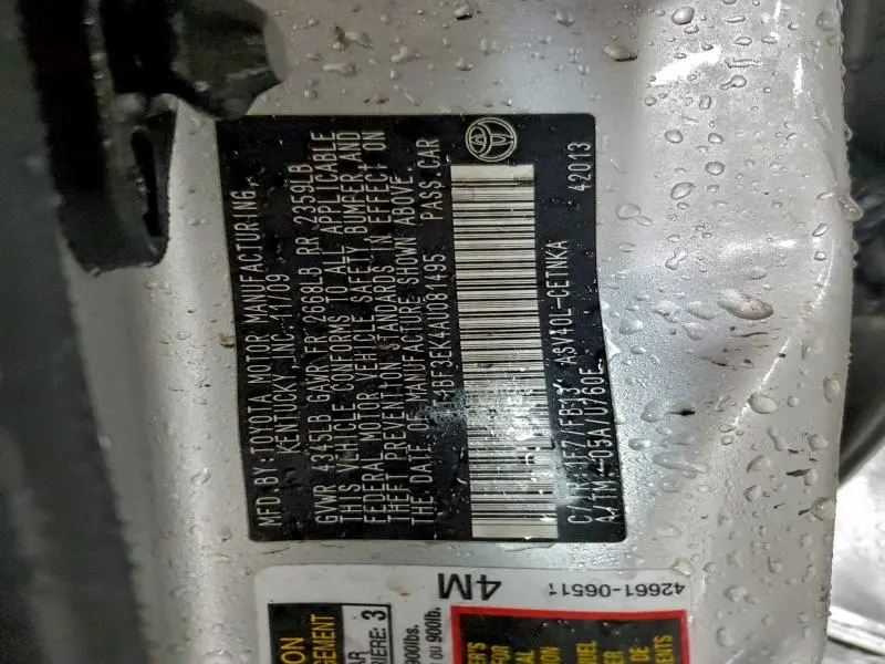 2010 TOYOTA CAMRY BASE  