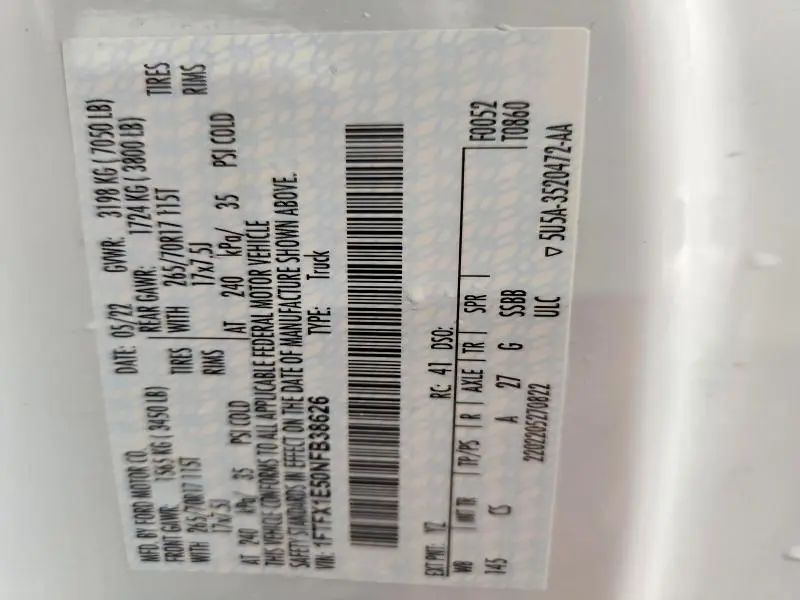 2022 FORD F150 SUPER CAB  