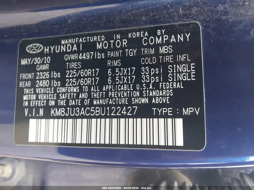 2011 HYUNDAI TUCSON GLS