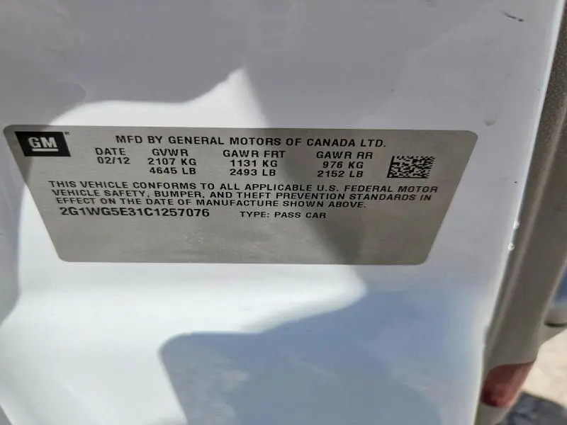 2012 CHEVROLET IMPALA LT  