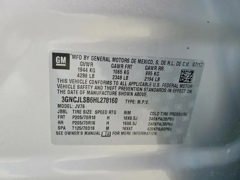 2017 CHEVROLET TRAX 1LT  