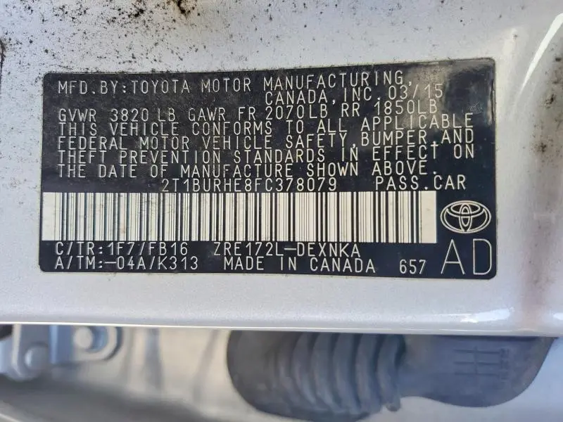 2015 TOYOTA COROLLA LE  