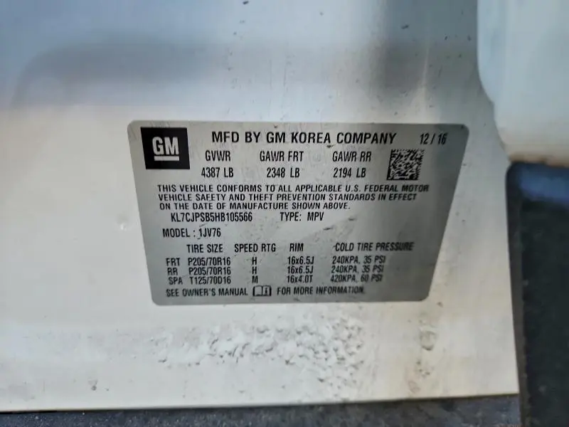 2017 CHEVROLET TRAX 1LT  