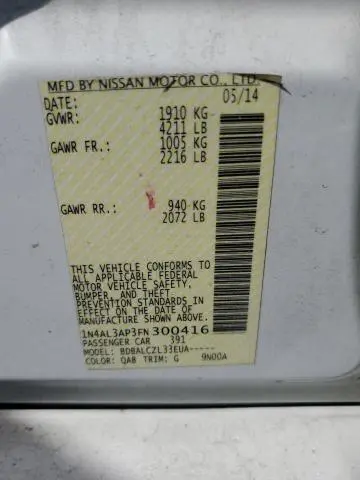 2015 NISSAN ALTIMA 2.5  