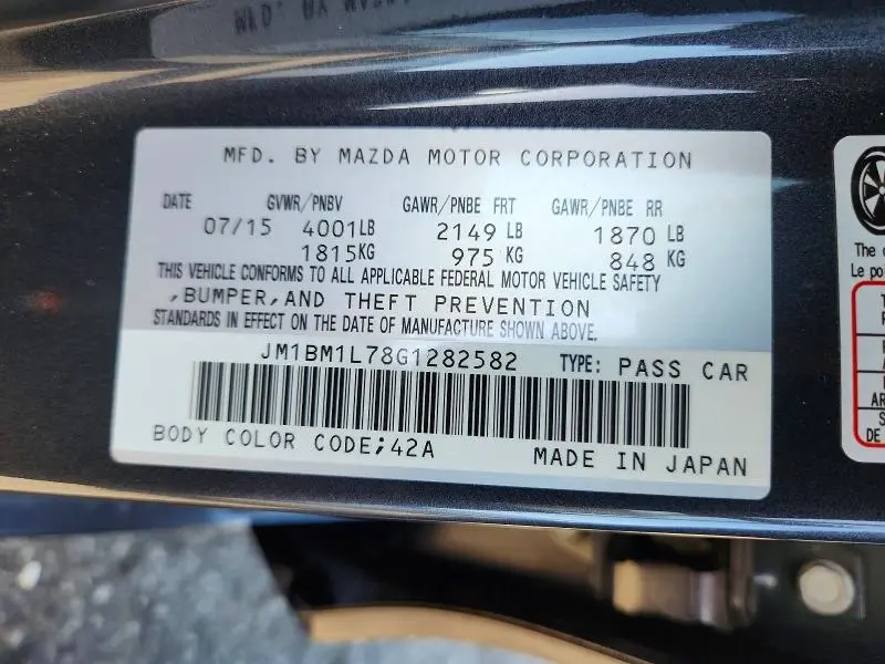 2016 MAZDA 3 TOURING  