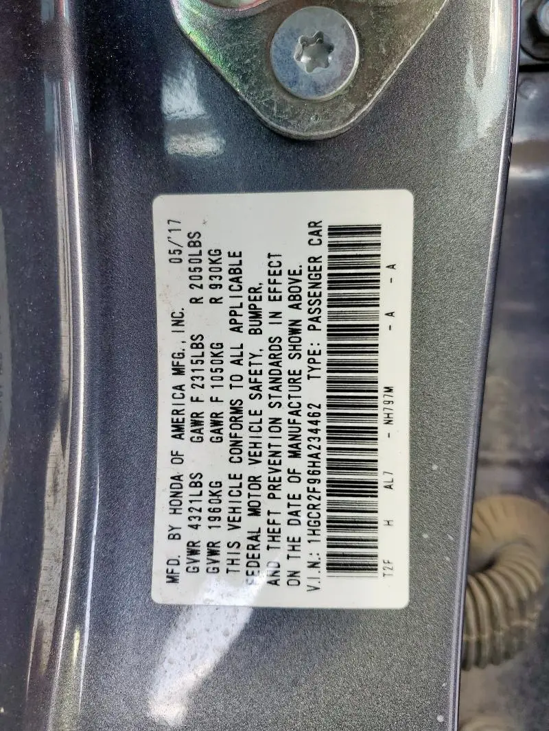 2017 HONDA ACCORD EXL  