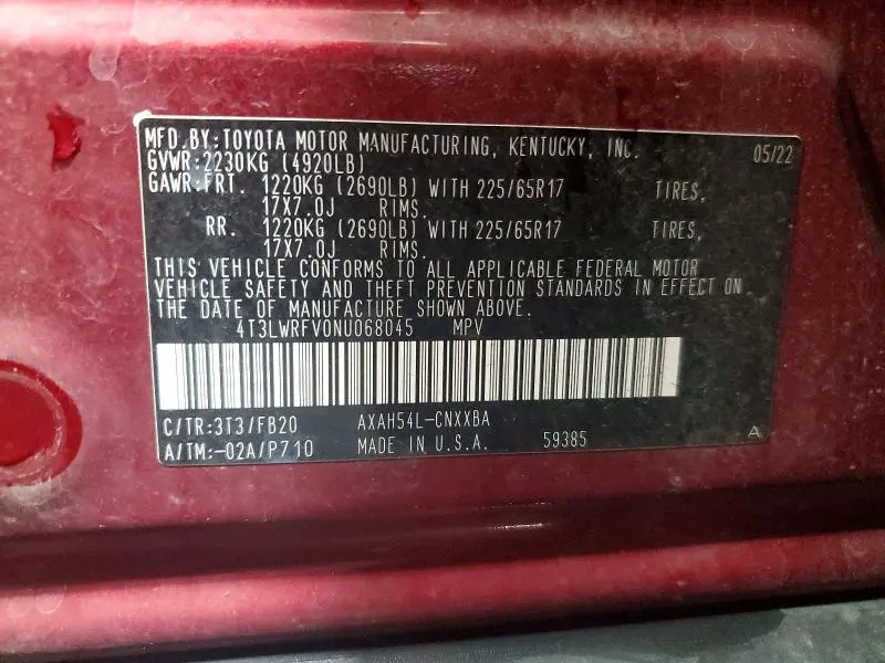 2022 TOYOTA RAV4 LE  