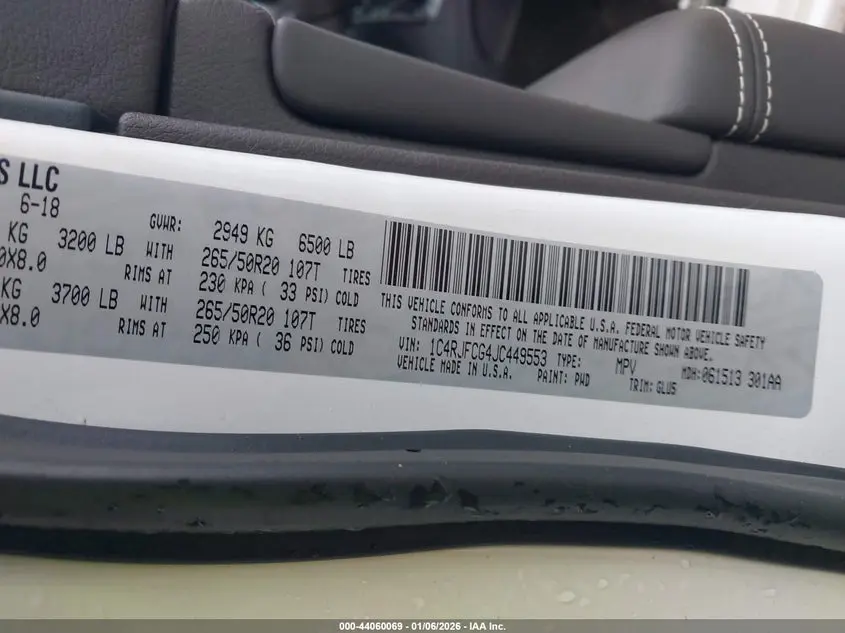 2018 JEEP GRAND CHEROKEE OVERLAND 4X4