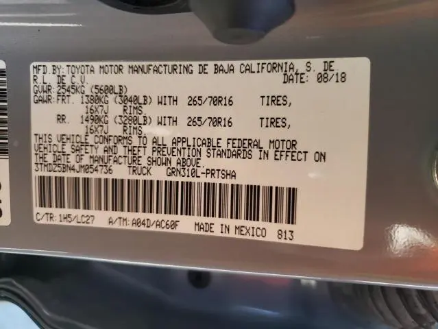 2018 TOYOTA TACOMA DOUBLE CAB  