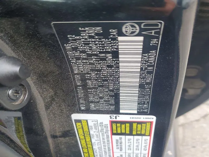 2013 TOYOTA COROLLA S  