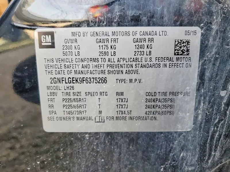 2015 CHEVROLET EQUINOX LT  