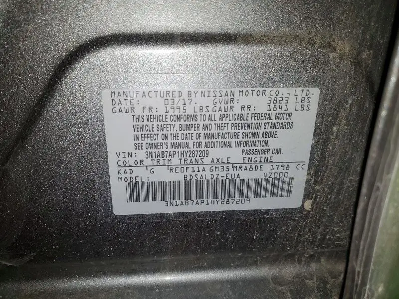 2017 NISSAN SENTRA SV  