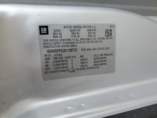 2016 CHEVROLET EXPRESS G2500 LT  