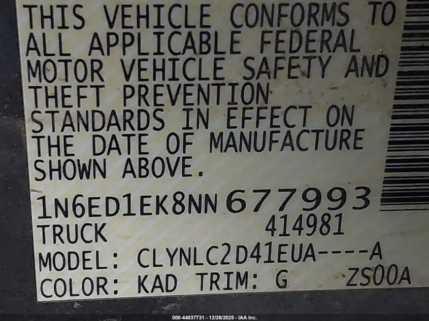 2022 NISSAN FRONTIER SV 4X4