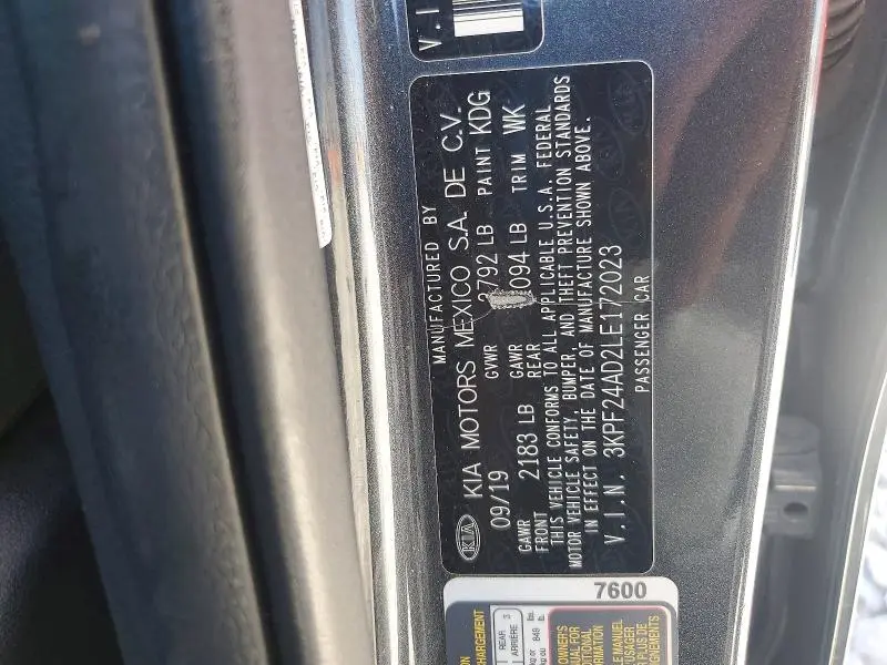 2020 KIA FORTE FE  