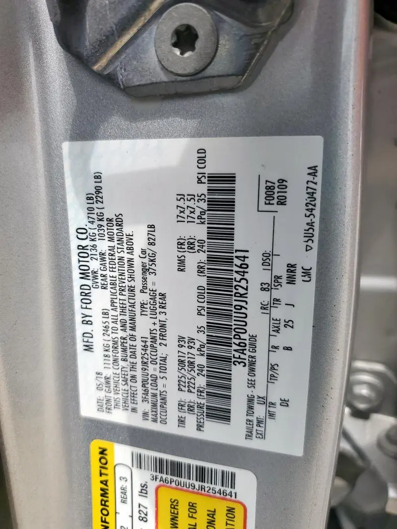 2018 FORD FUSION S HYBRID  