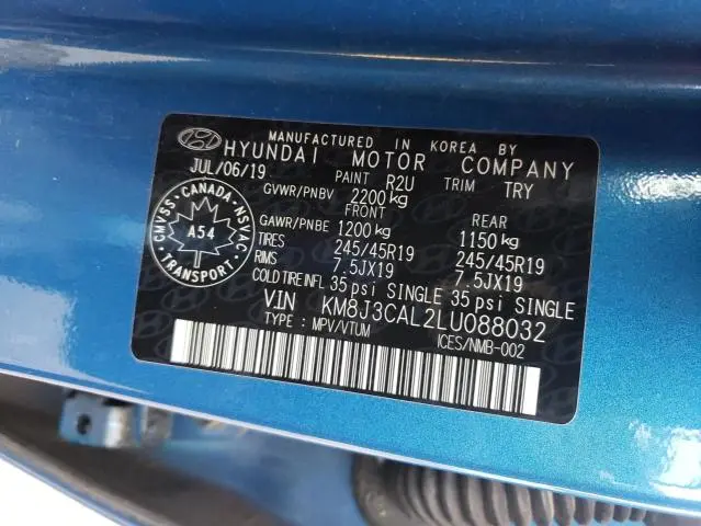 2020 HYUNDAI TUCSON LIMITED  