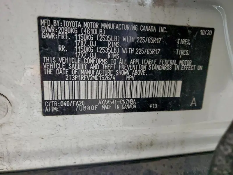 2021 TOYOTA RAV4 XLE  