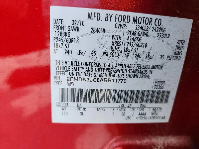 2010 FORD EDGE SEL  