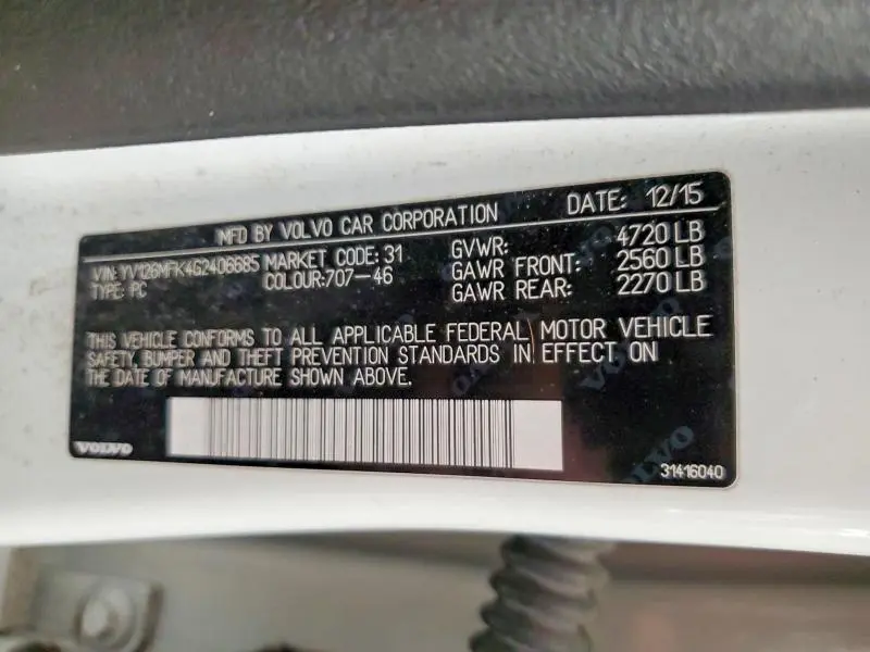 2016 VOLVO S60 PREMIER  