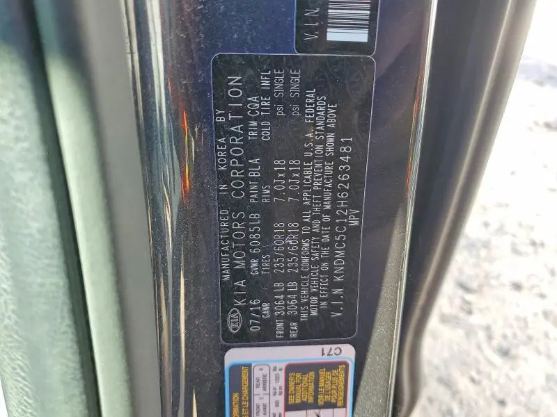 2017 KIA SEDONA EX  