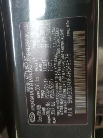 2010 HYUNDAI SANTA FE GLS  