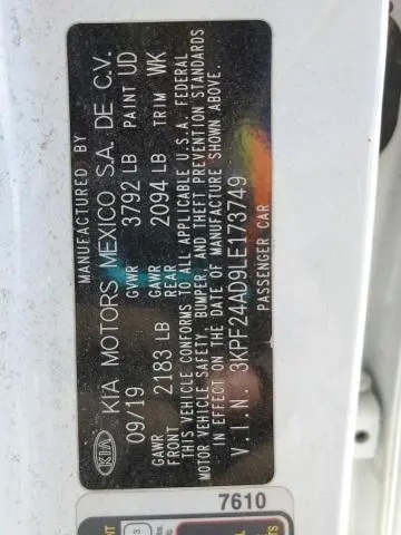 2020 KIA FORTE FE  