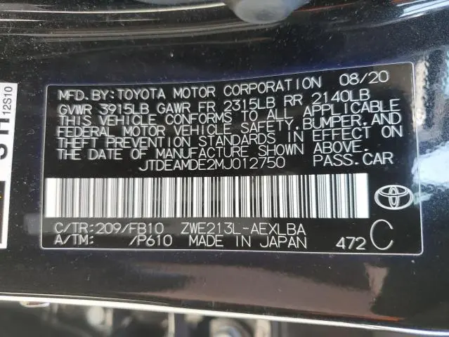 2021 TOYOTA COROLLA LE  