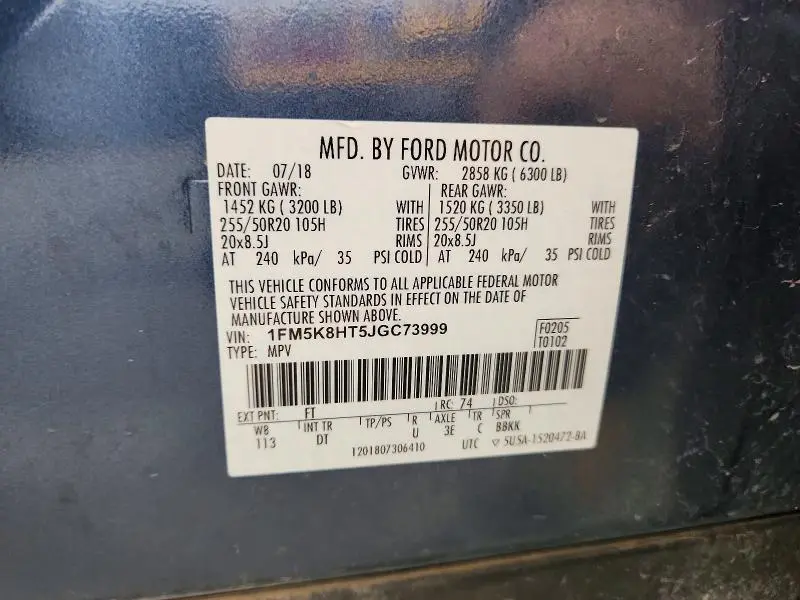 2018 FORD EXPLORER PLATINUM  