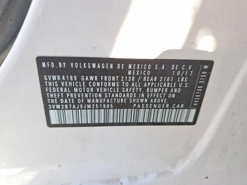 2018 VOLKSWAGEN JETTA S  