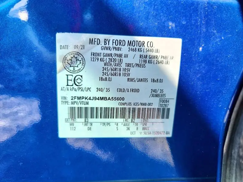 2021 FORD EDGE SEL  