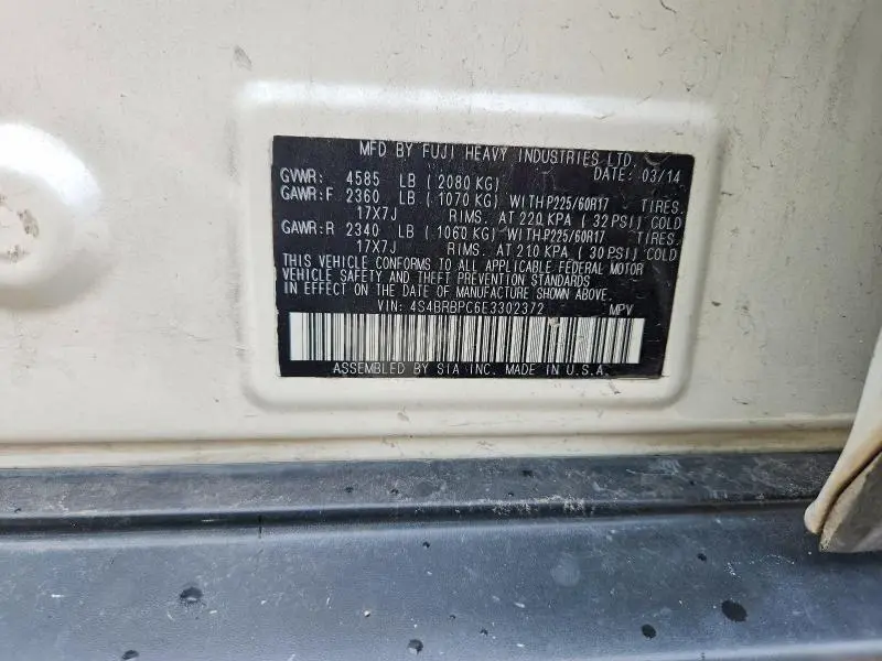 2014 SUBARU OUTBACK 2.5I LIMITED  