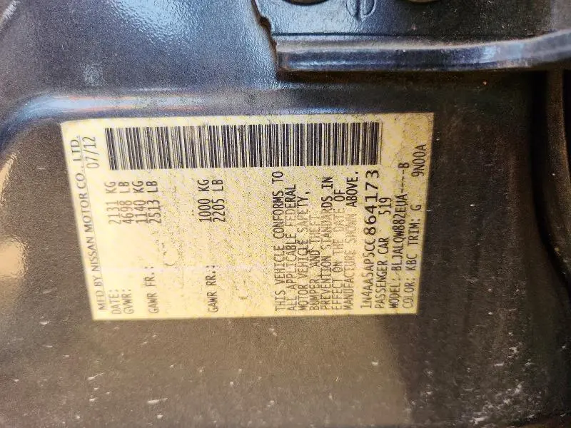 2012 NISSAN MAXIMA 3.5 S  