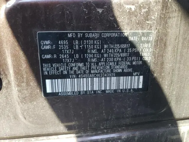2019 SUBARU OUTBACK 2.5I  