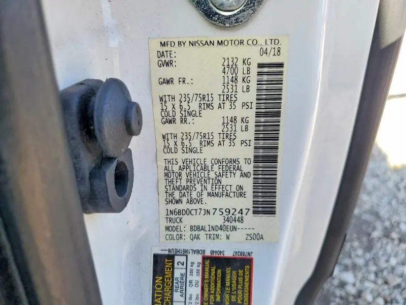 2018 NISSAN FRONTIER S  