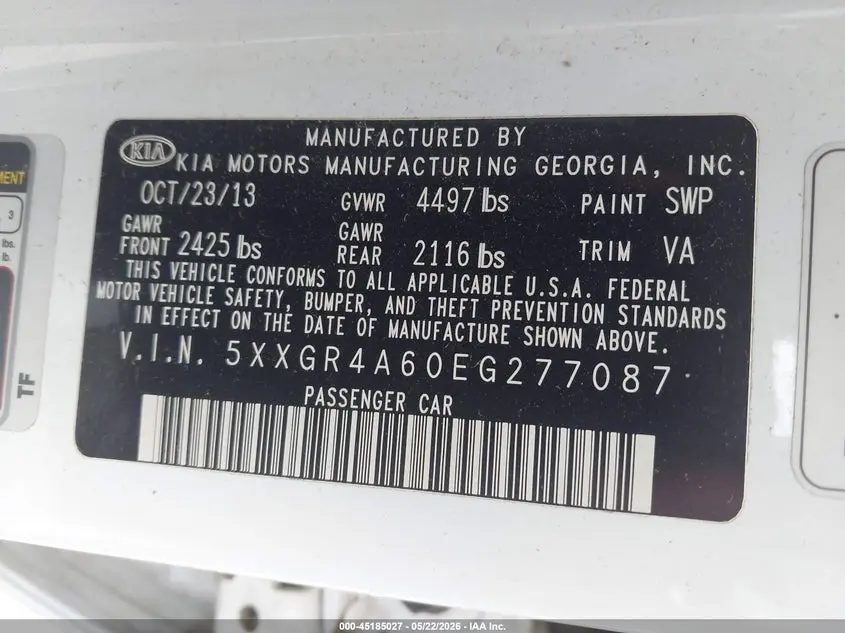 2014 KIA OPTIMA SXL TURBO