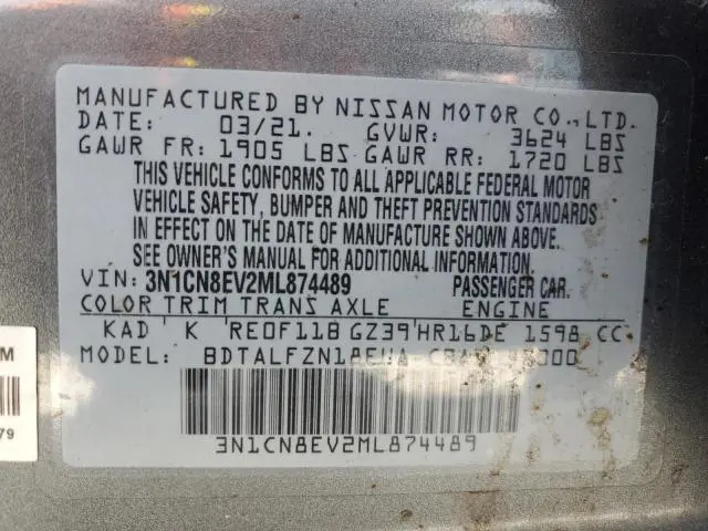 2021 NISSAN VERSA SV  