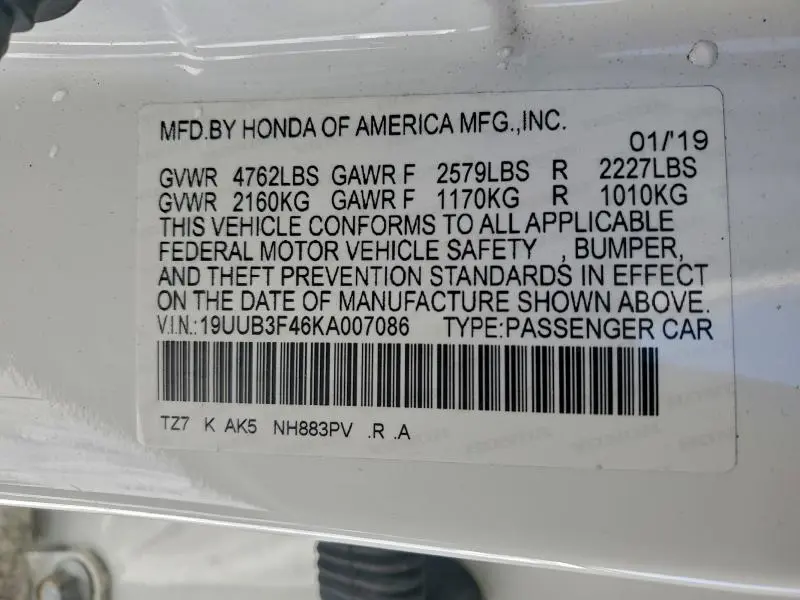 2019 ACURA TLX TECHNOLOGY  