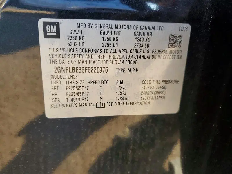 2015 CHEVROLET EQUINOX LT  