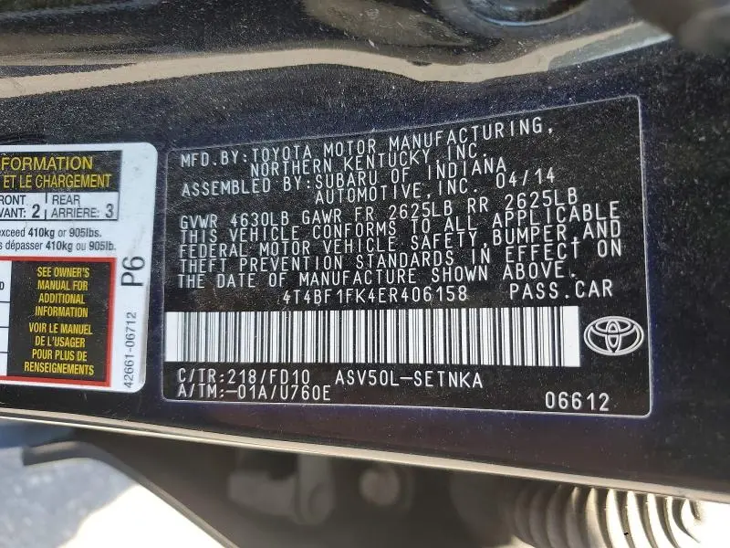 2014 TOYOTA CAMRY LE  