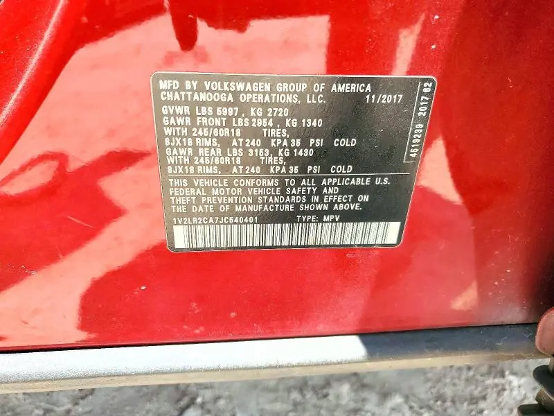 2018 VOLKSWAGEN ATLAS SE  