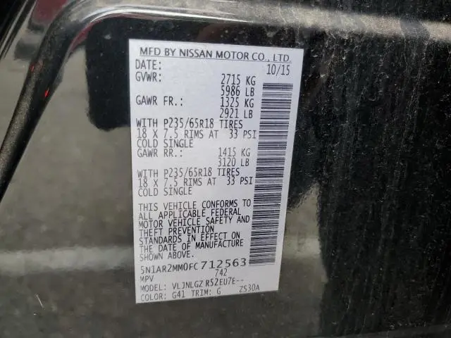 2015 NISSAN PATHFINDER S  