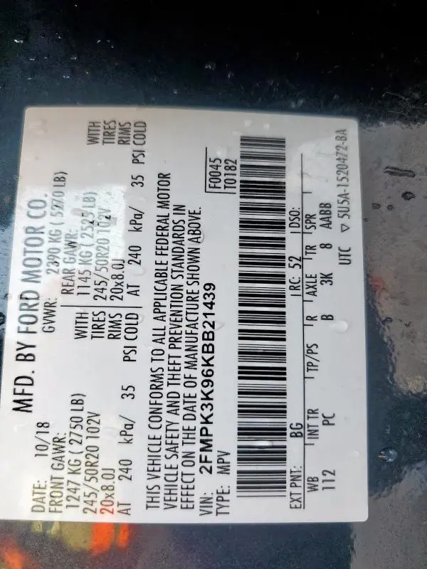 2019 FORD EDGE TITANIUM  