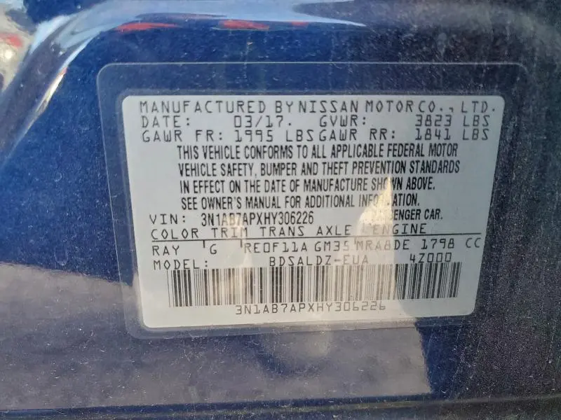 2017 NISSAN SENTRA S  