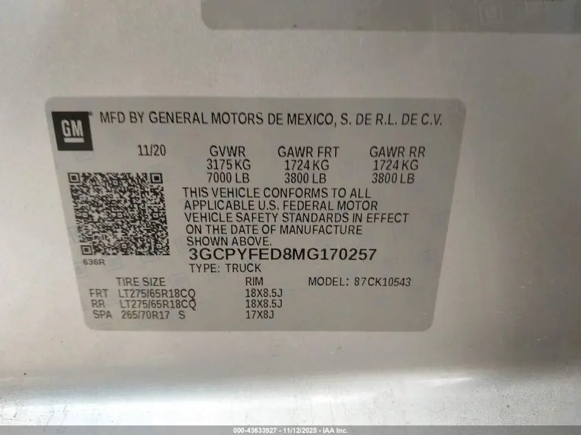 2021 CHEVROLET SILVERADO 1500 4WD  SHORT BED LT TRAIL BOSS